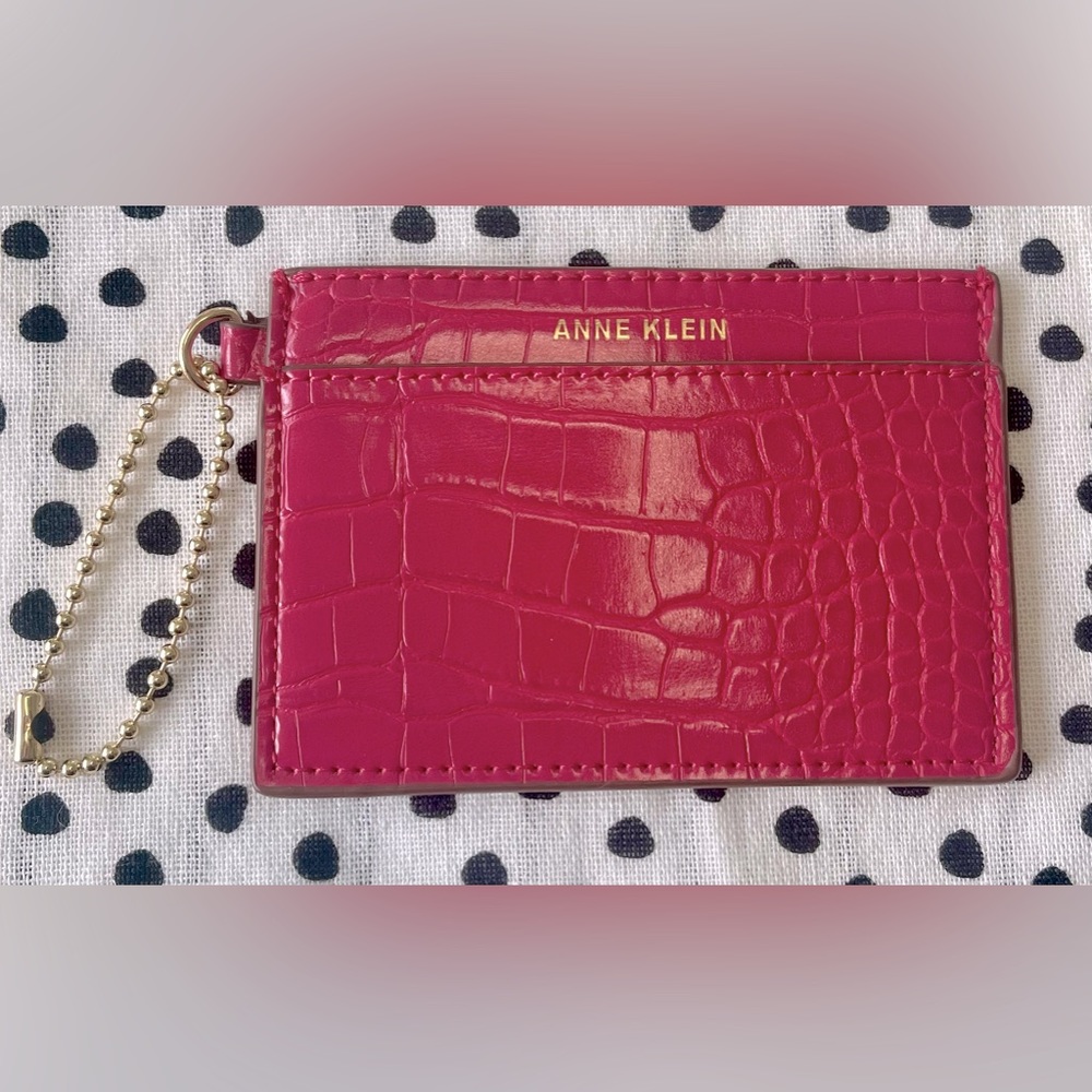 Anne Klein Pink Alligator Print Card Holder